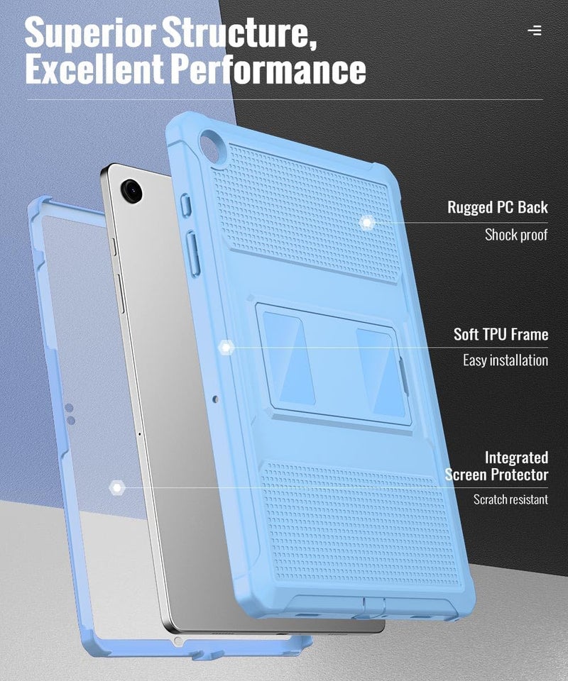 MoKo Case Fit Galaxy Tab A11+ Plus/A9+ 11-Inch 2025/2023, Shockproof Full Body Rugged Stand Back Cover with Built-in Screen Protector for Galaxy Tab A11+/A9 Plus Tablet, Sunny Sky Blue - Image 3